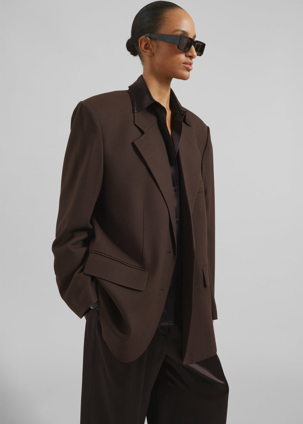 Linnea Oversized Wool Blazer - Brown