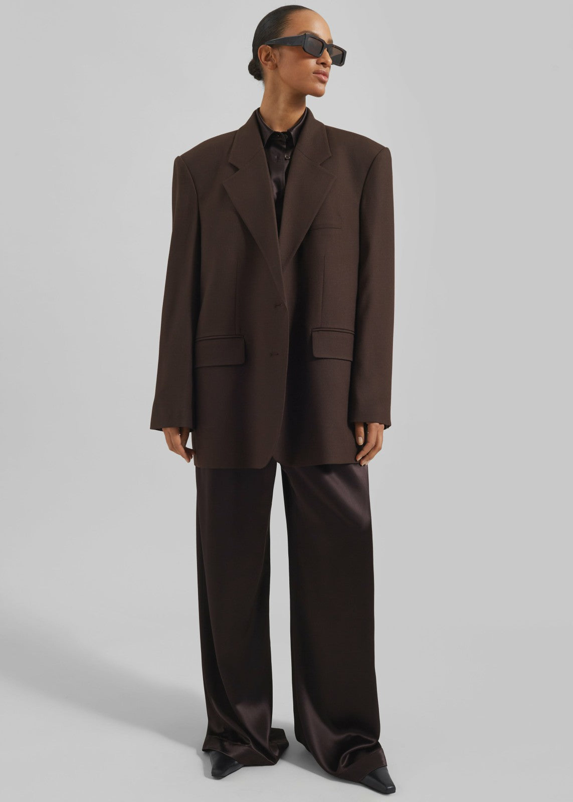 Linnea Oversized Wool Blazer - Brown