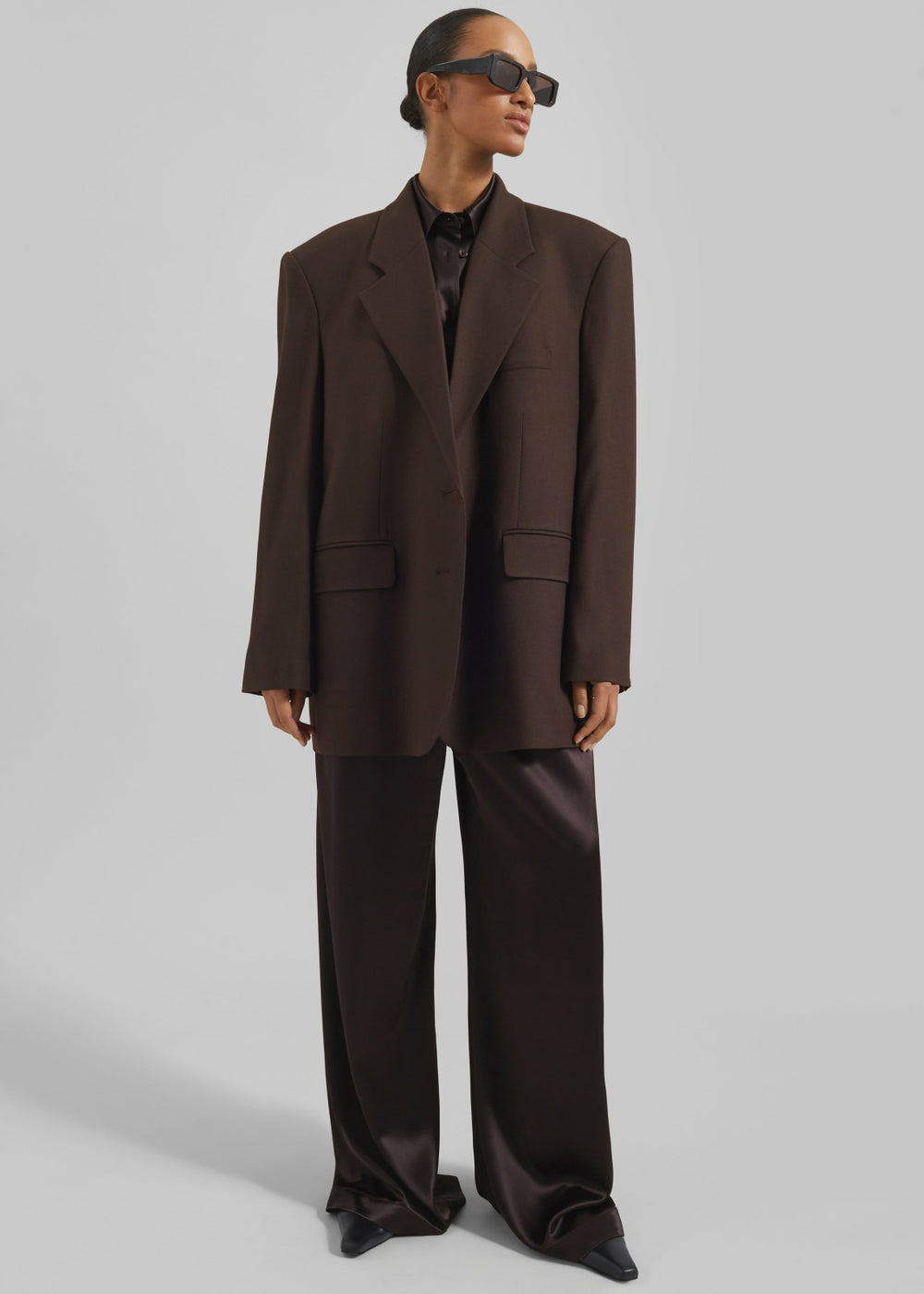 Linnea Oversized Wool Blazer - Brown