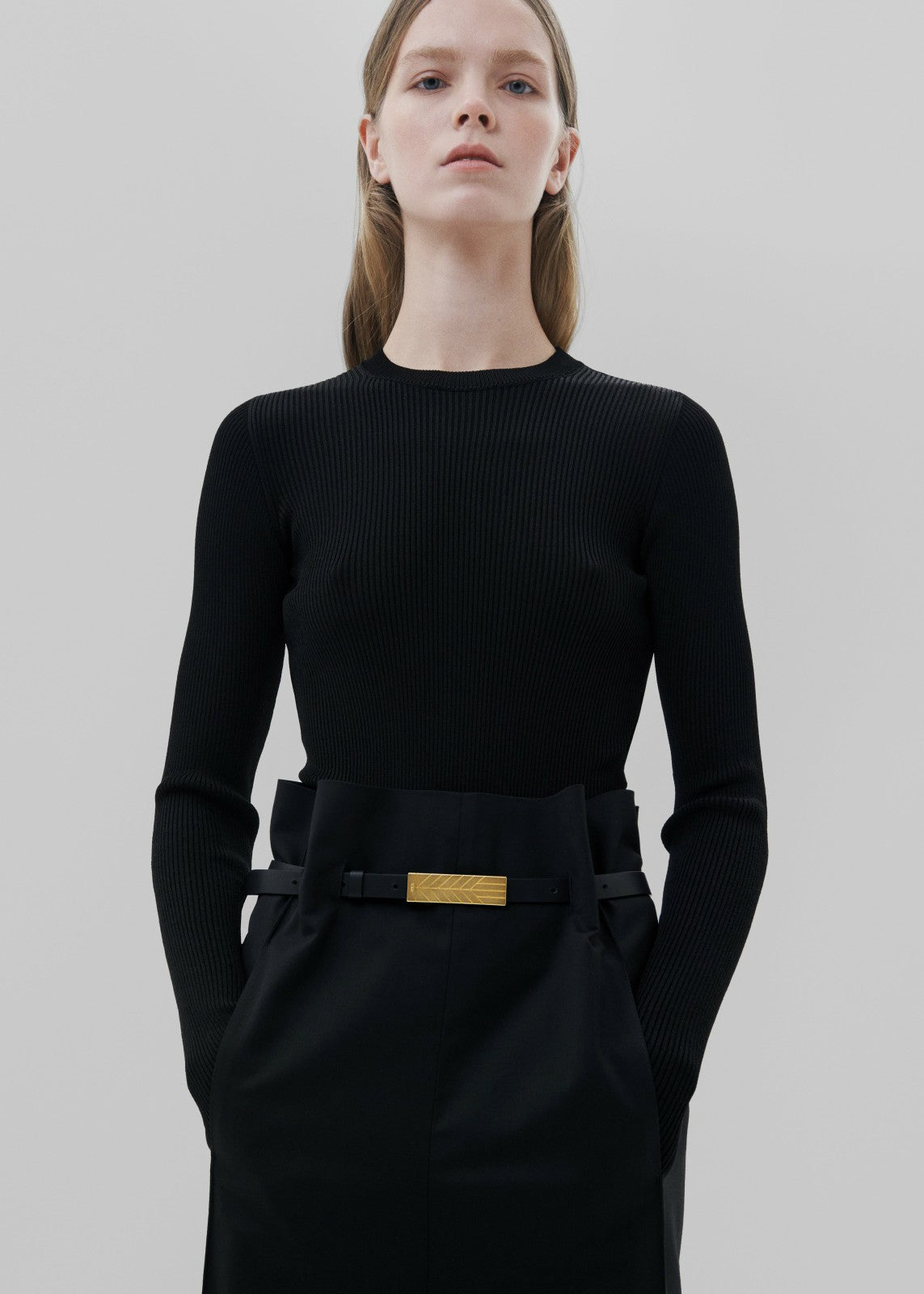 Bevza Belt With Spikelet Buckle - Black/Gold