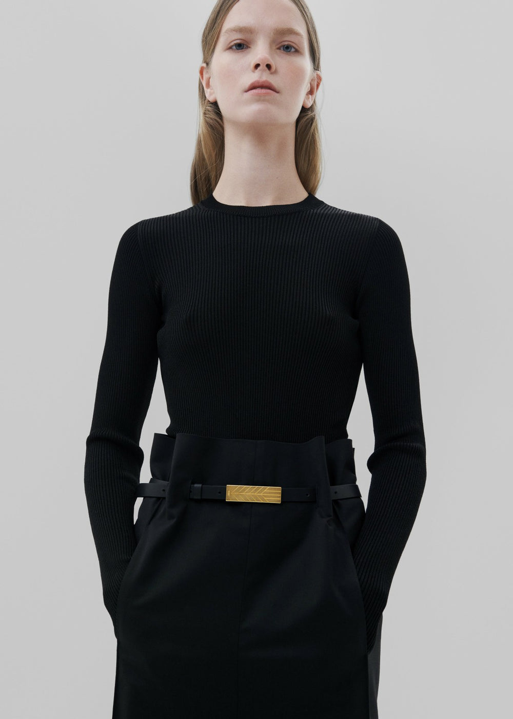 Bevza Belt With Spikelet Buckle - Black/Gold