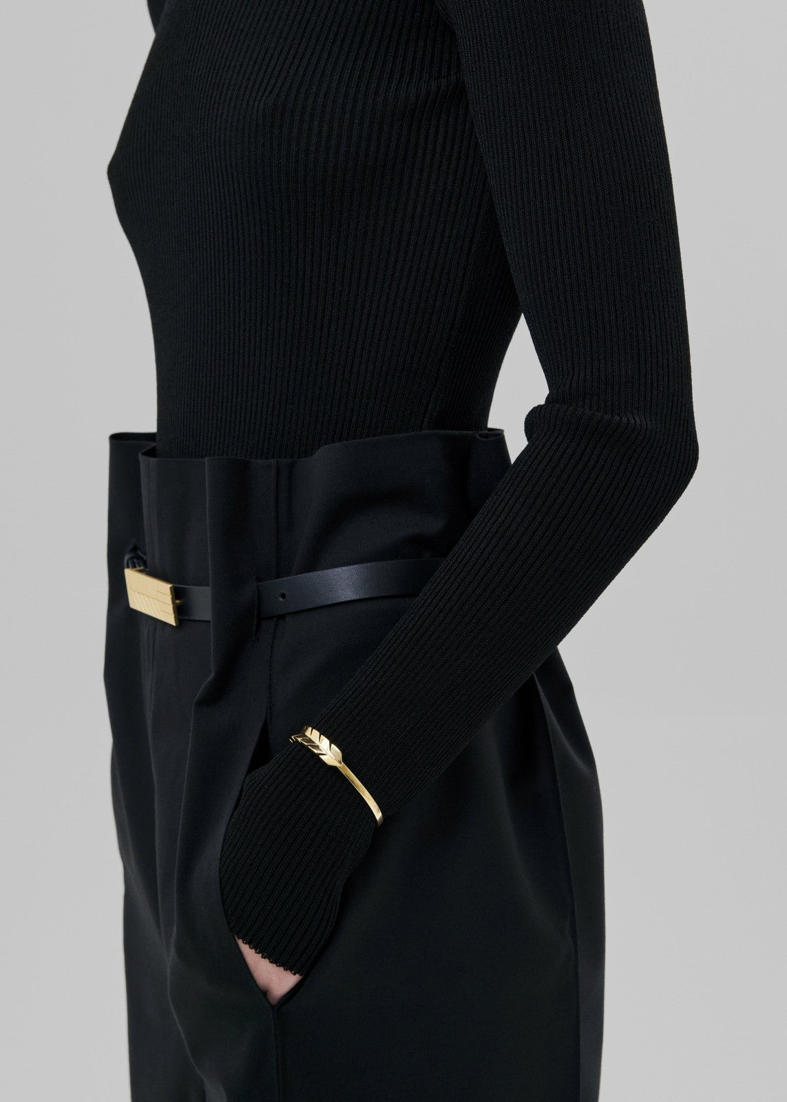 Bevza Belt With Spikelet Buckle - Black/Gold