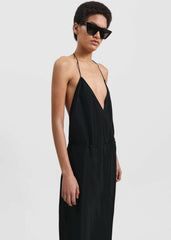 Matin Draped Wrap Dress - Black