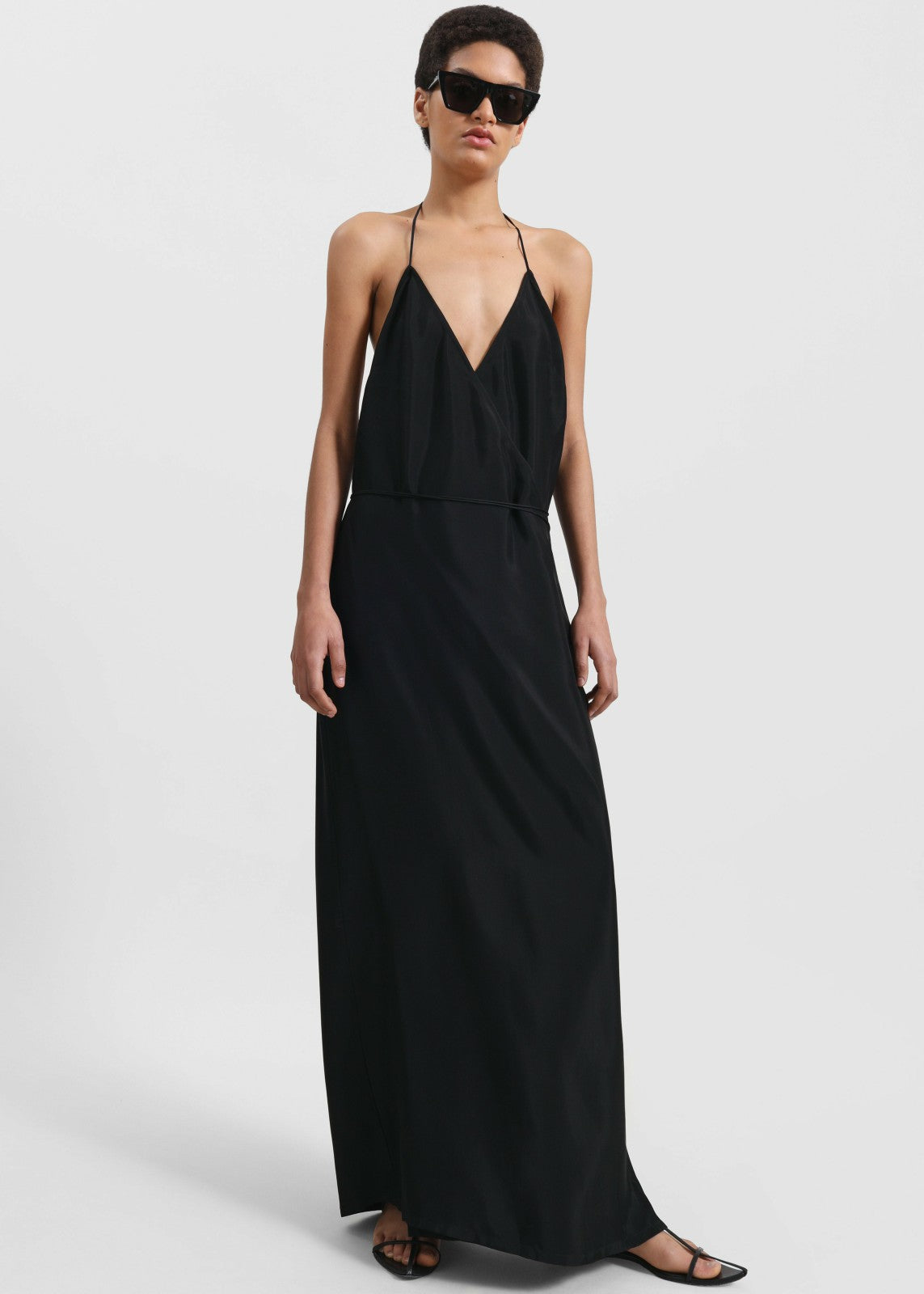 Matin Draped Wrap Dress - Black