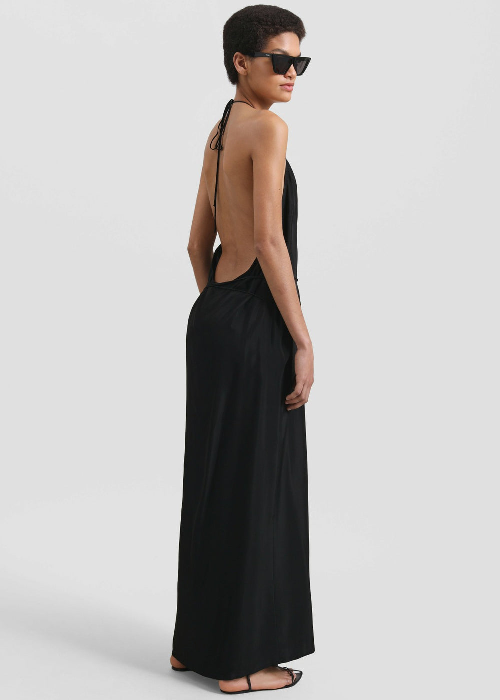 Matin Draped Wrap Dress - Black