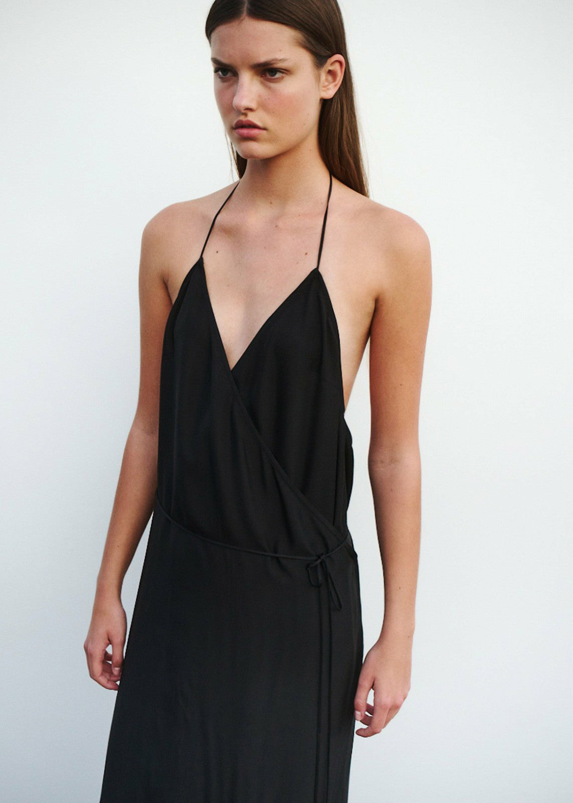 Matin Draped Wrap Dress - Black