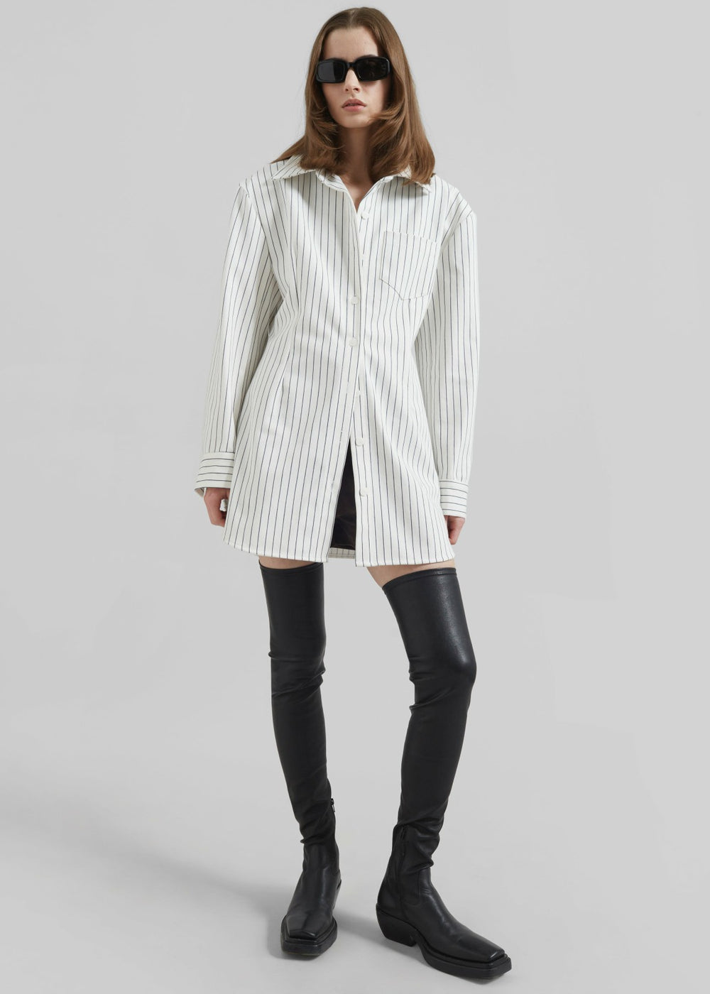 Sterford Pocket Shirt - White/Black Stripe