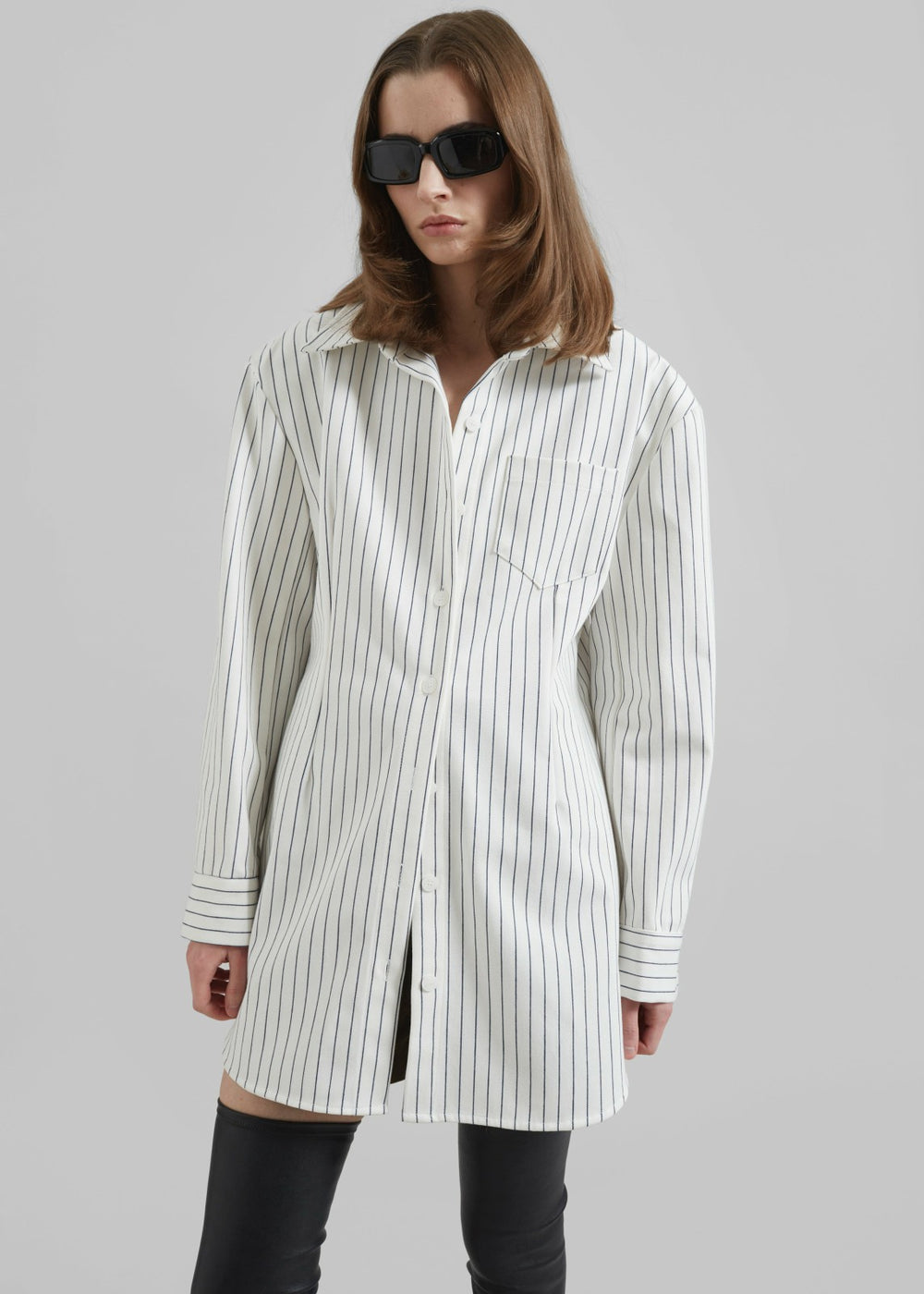 Sterford Pocket Shirt - White/Black Stripe