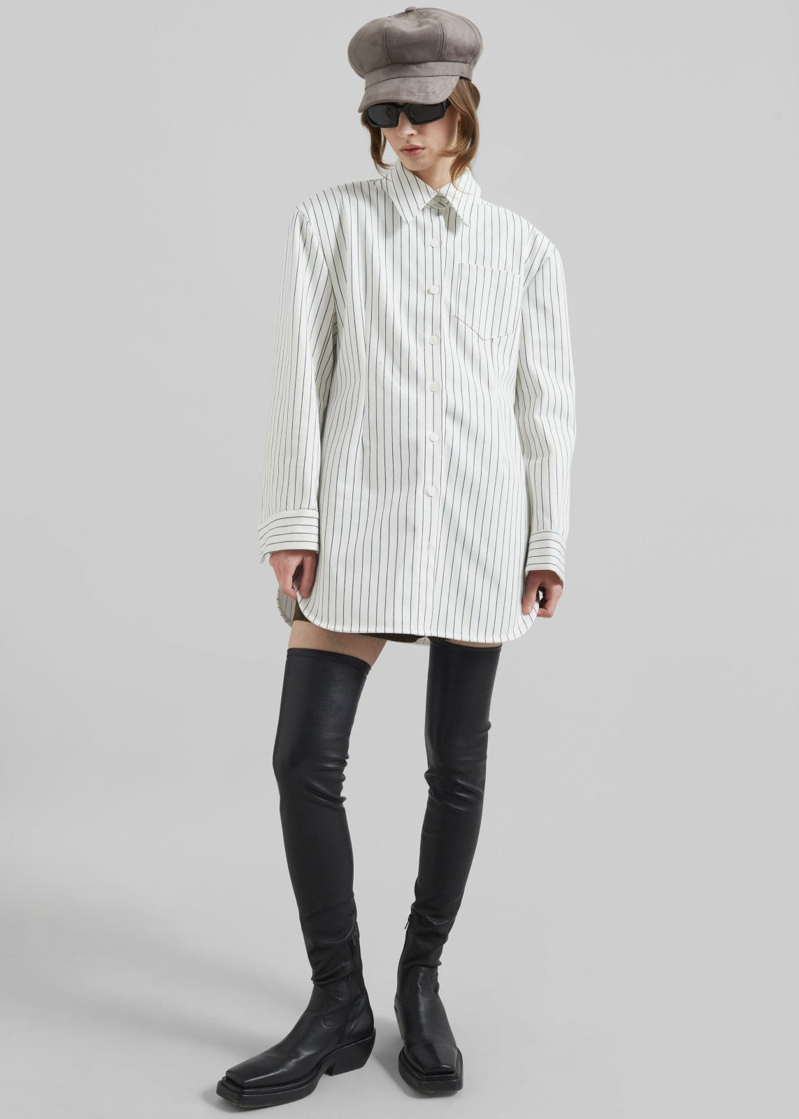 Sterford Pocket Shirt - White/Black Stripe