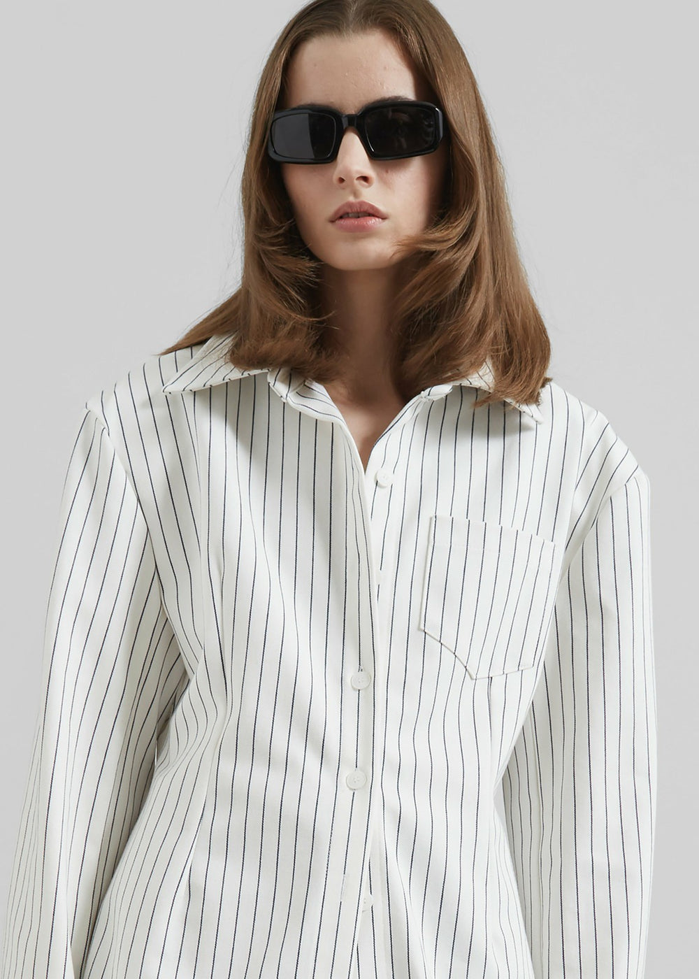 Sterford Pocket Shirt - White/Black Stripe