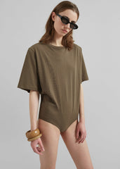 Meida Padded T-Shirt Bodysuit - Khaki