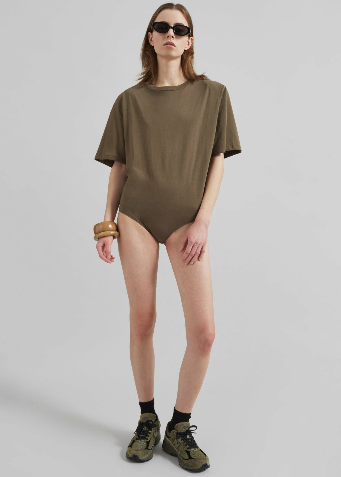 Meida Padded T-Shirt Bodysuit - Khaki