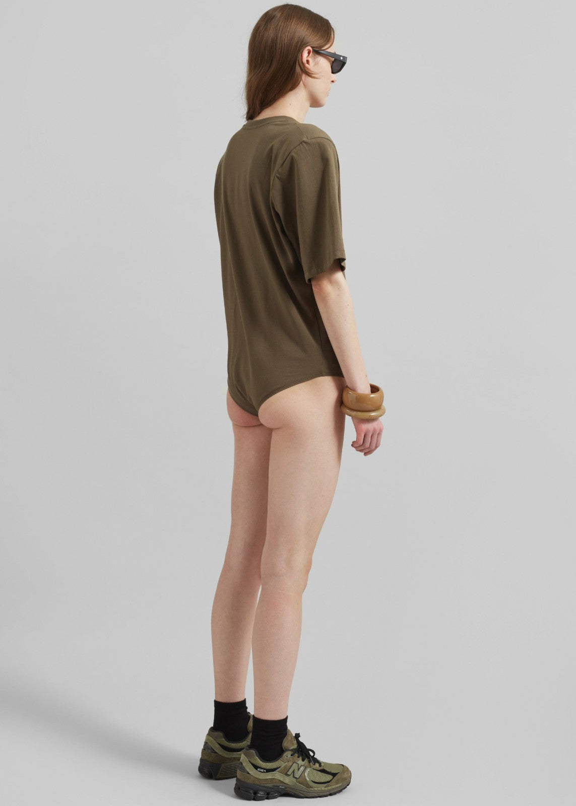 Meida Padded T-Shirt Bodysuit - Khaki