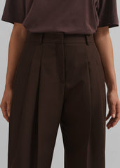 Gelso Pleated Twill Trousers - Brown