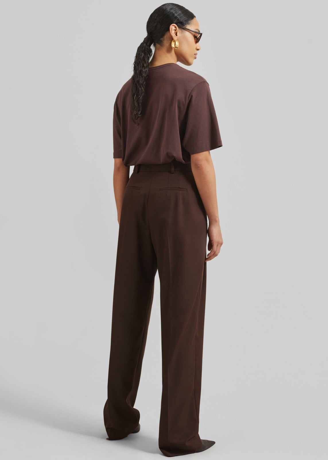 Gelso Pleated Twill Trousers - Brown