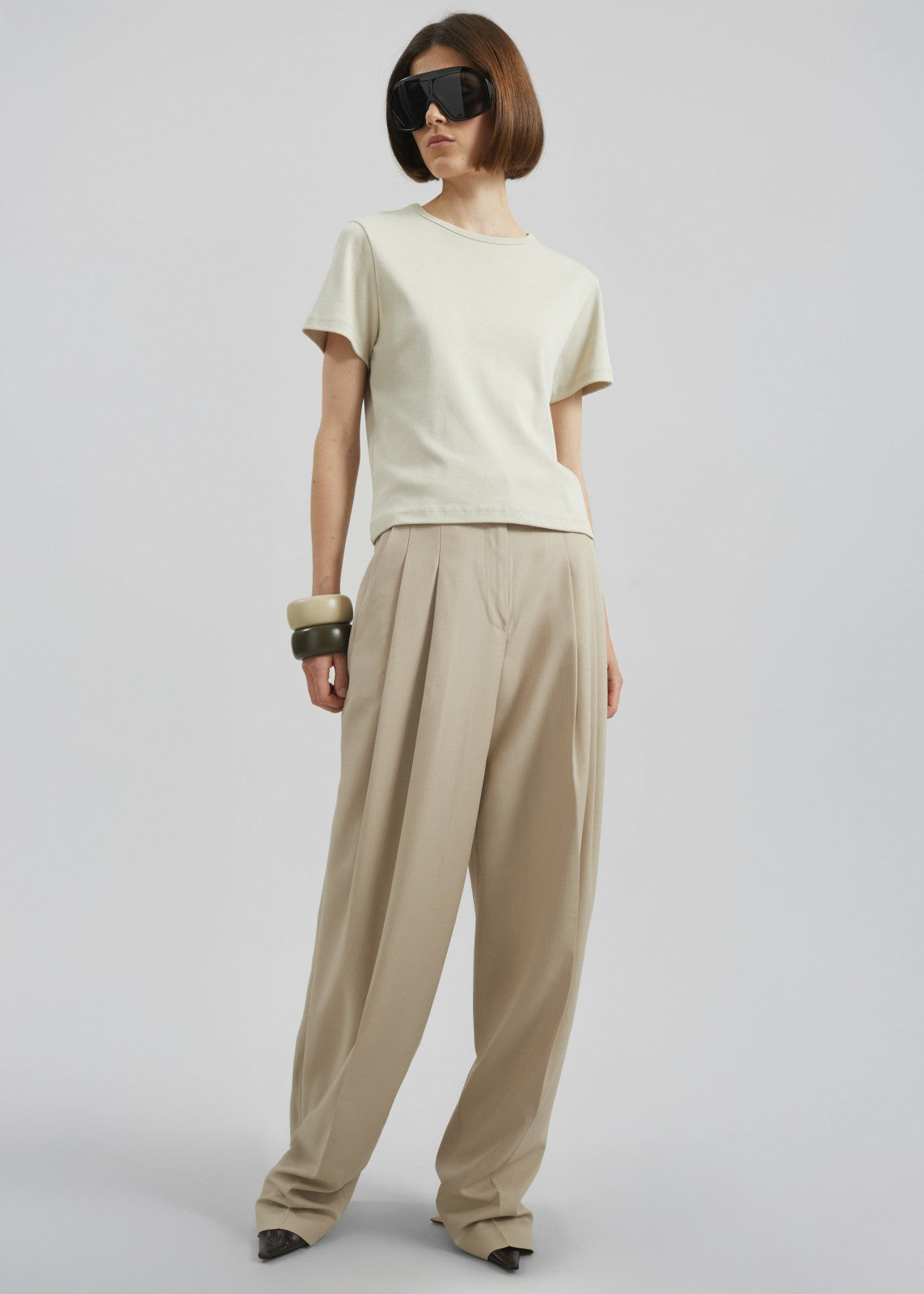 Gelso Pleated Twill Trousers - Beige