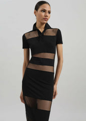 Coperni Striped Sheer Polo Dress - Black