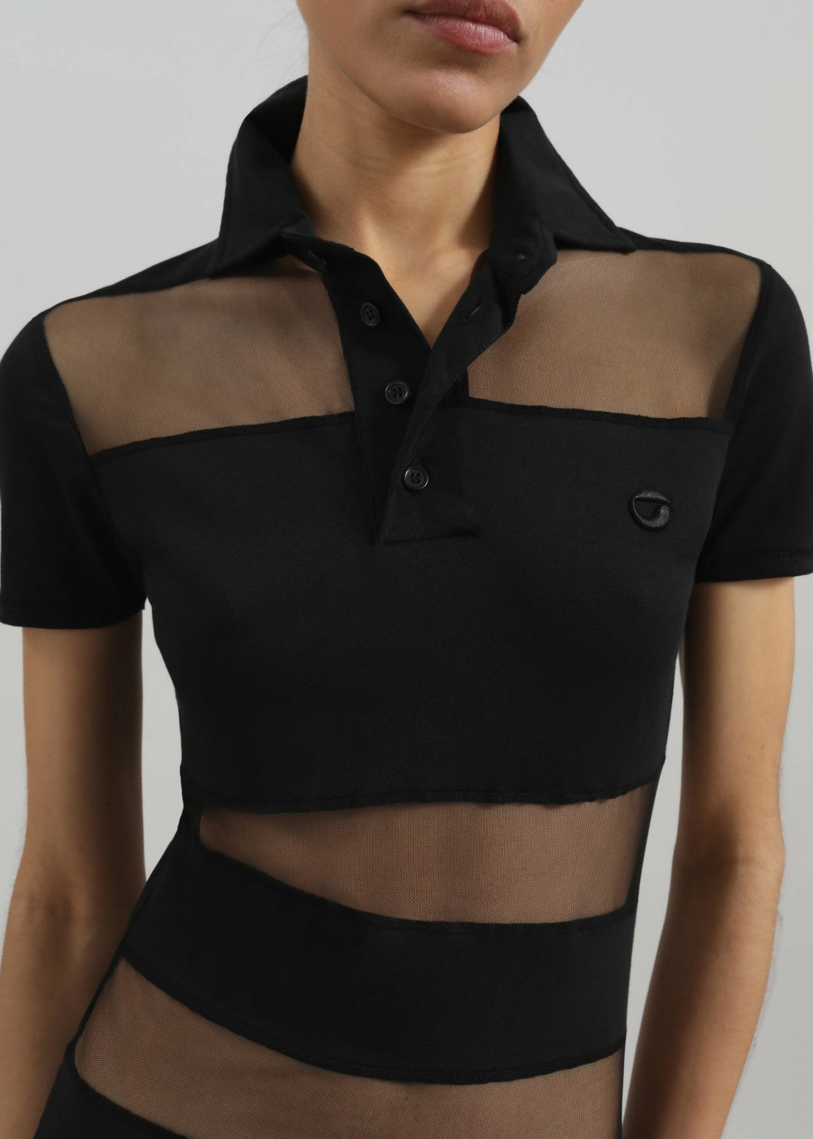 Coperni Striped Sheer Polo Dress - Black