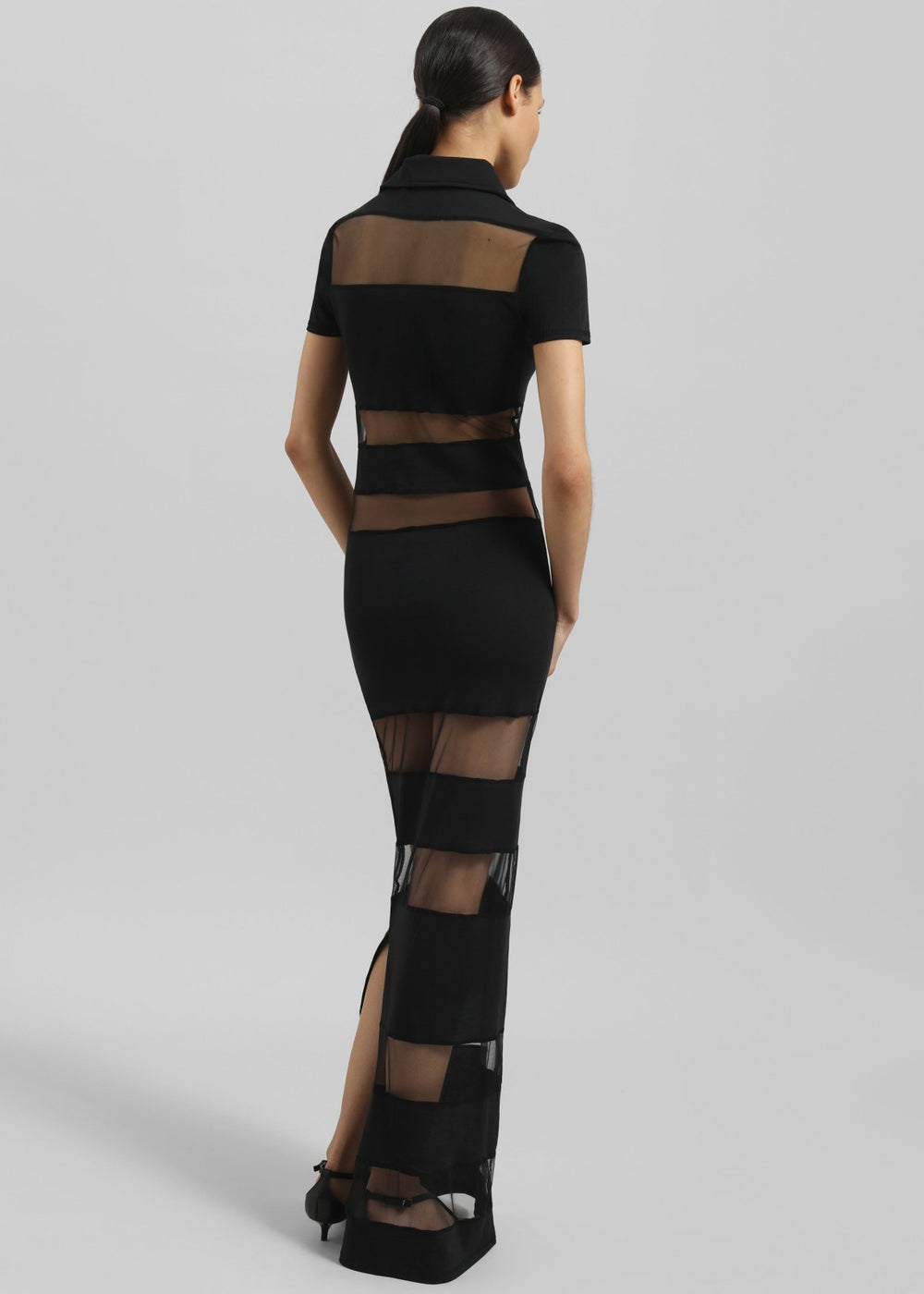 Coperni Striped Sheer Polo Dress - Black