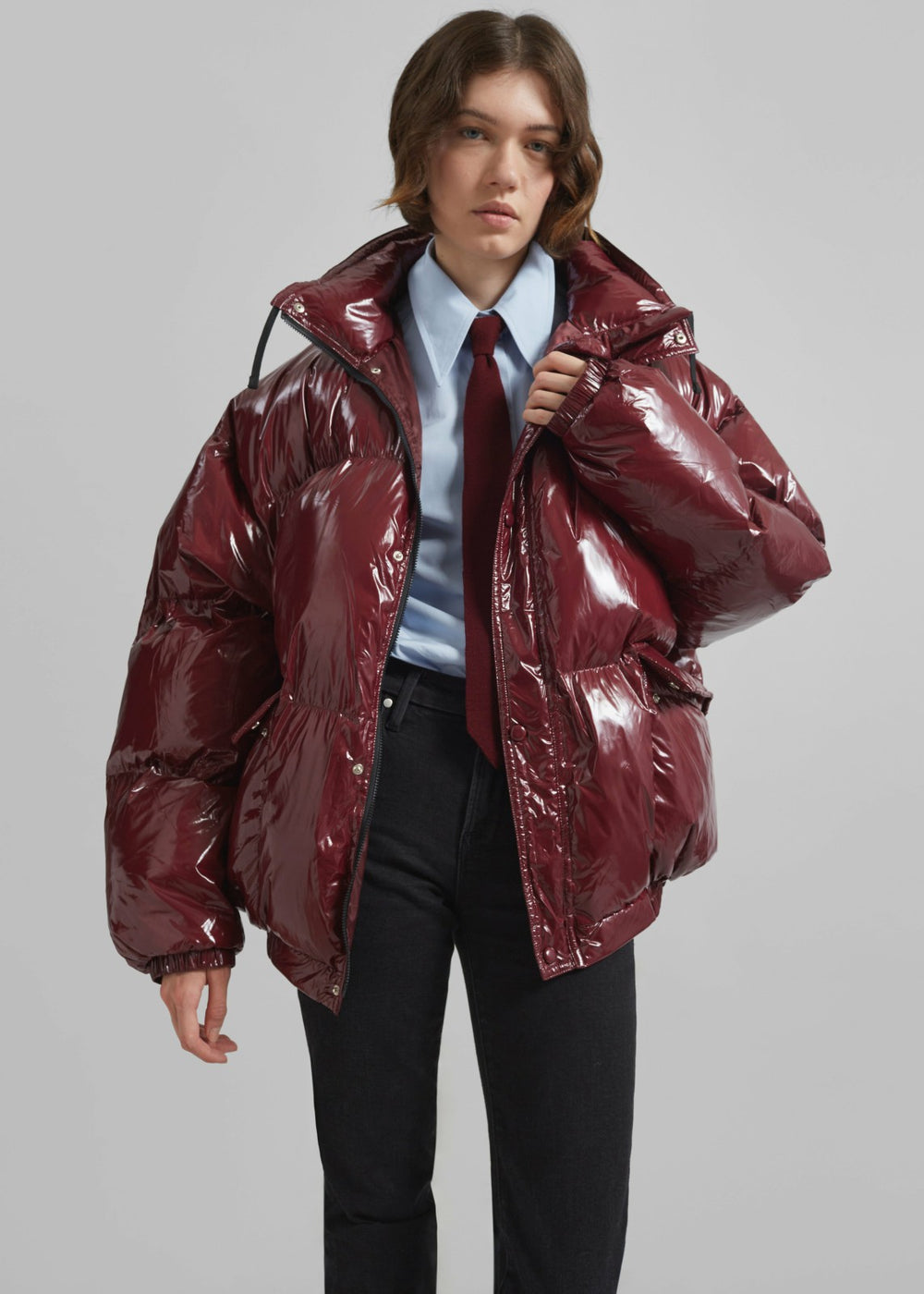 Harrow Glossy Puffer Jacket - Burgundy