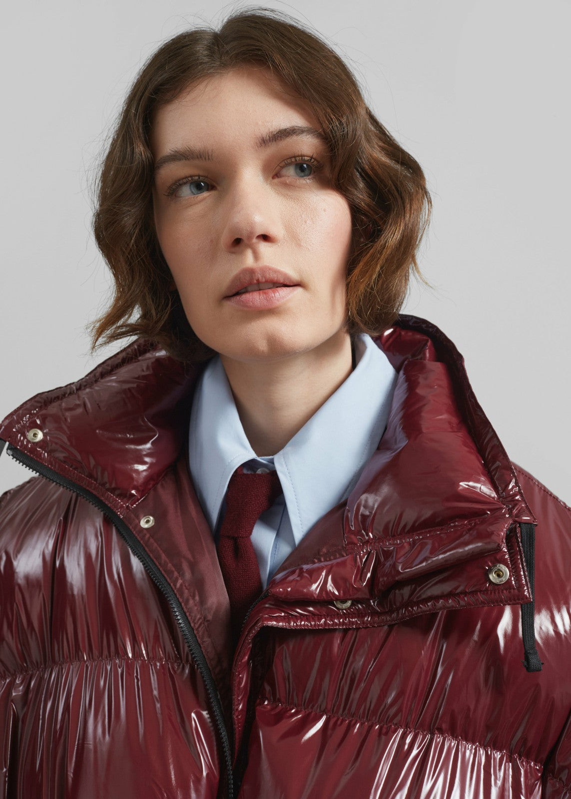 Harrow Glossy Puffer Jacket - Burgundy
