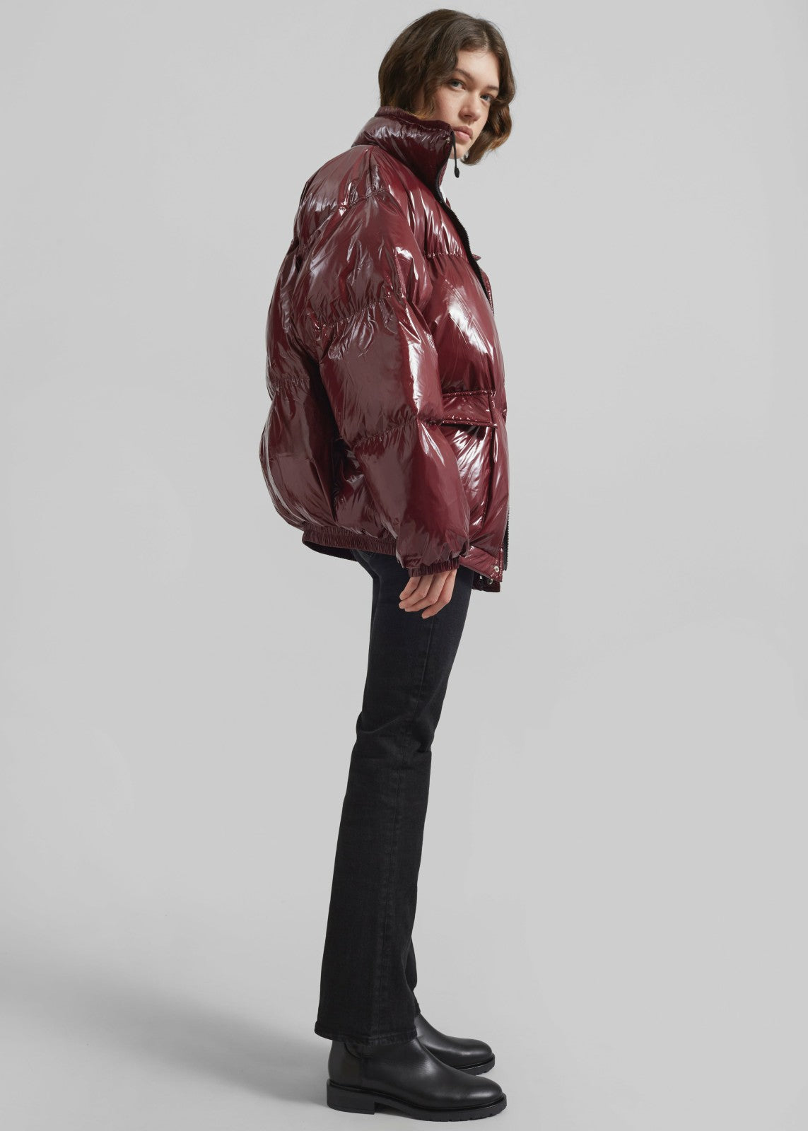 Harrow Glossy Puffer Jacket - Burgundy