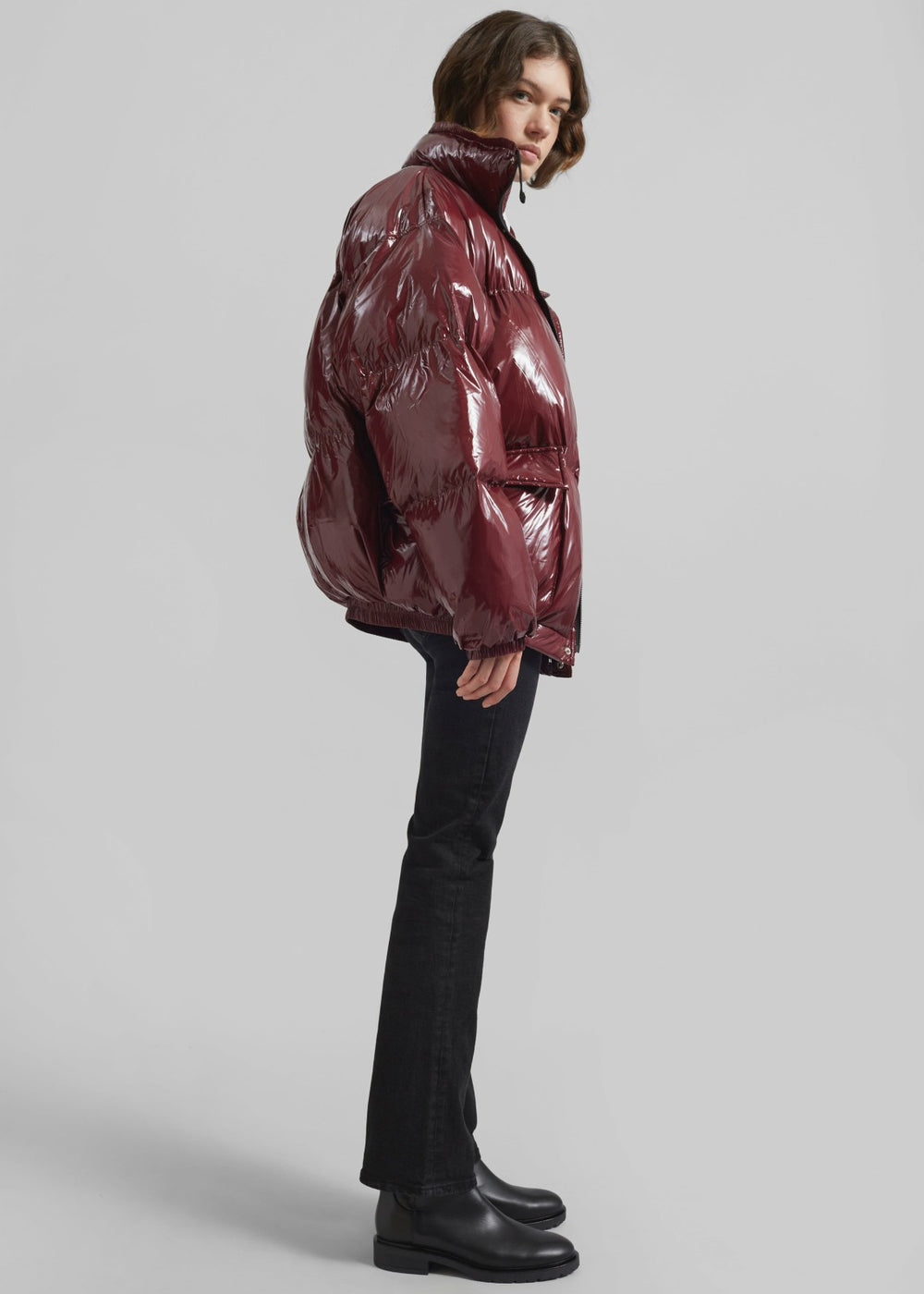 Harrow Glossy Puffer Jacket - Burgundy