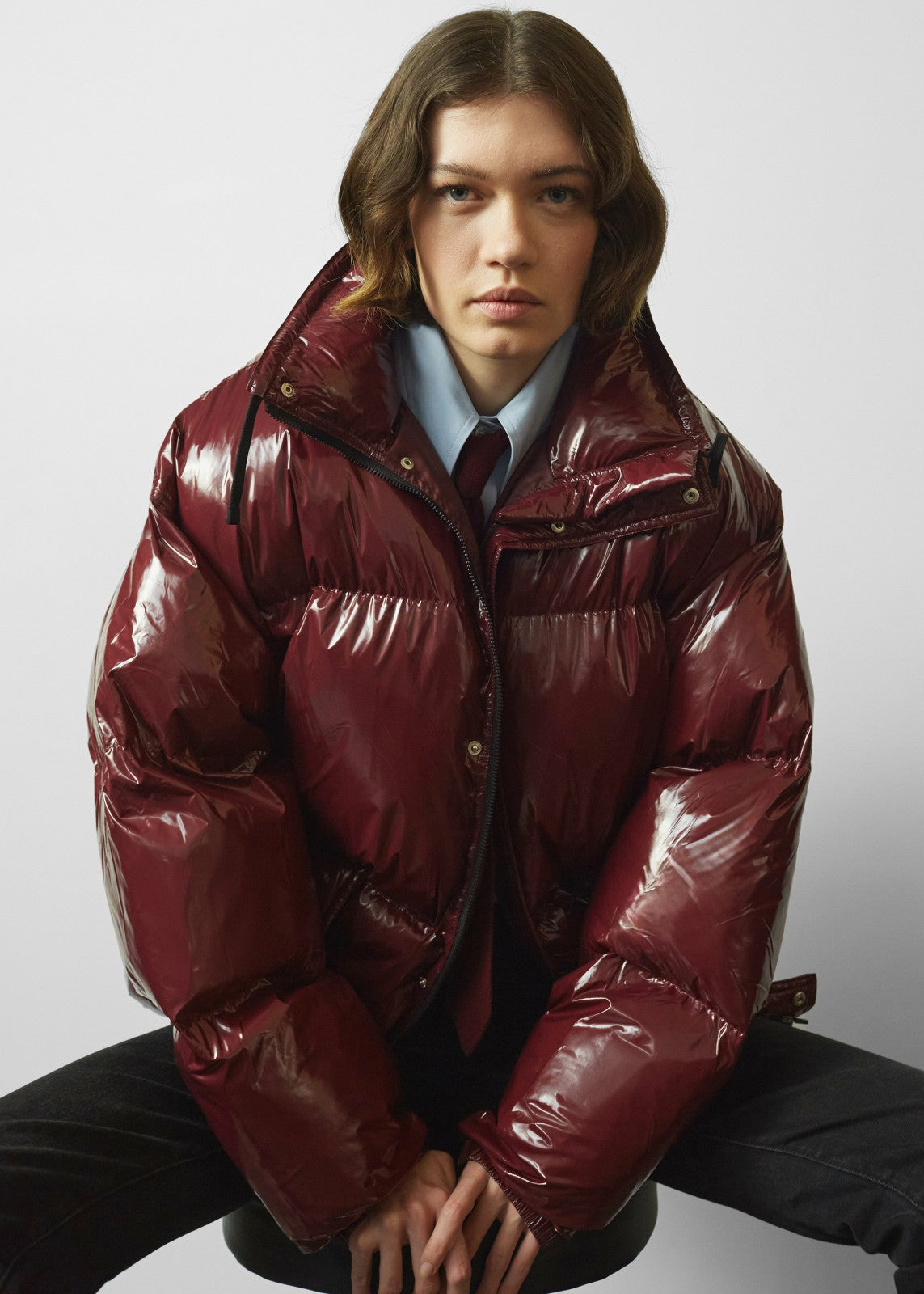 Harrow Glossy Puffer Jacket - Burgundy