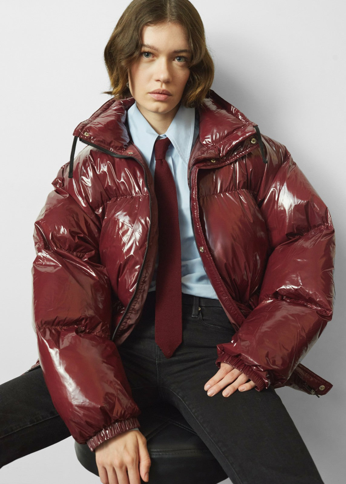 Harrow Glossy Puffer Jacket - Burgundy