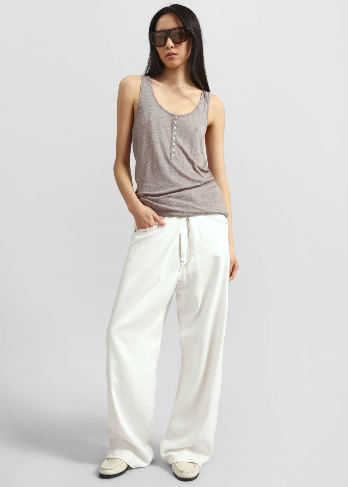 Darkpark Ines Fold Over Denim - Washed White