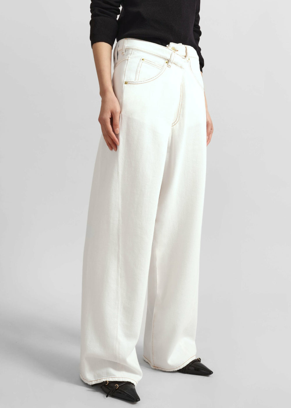 Darkpark Ines Fold Over Denim - Washed White