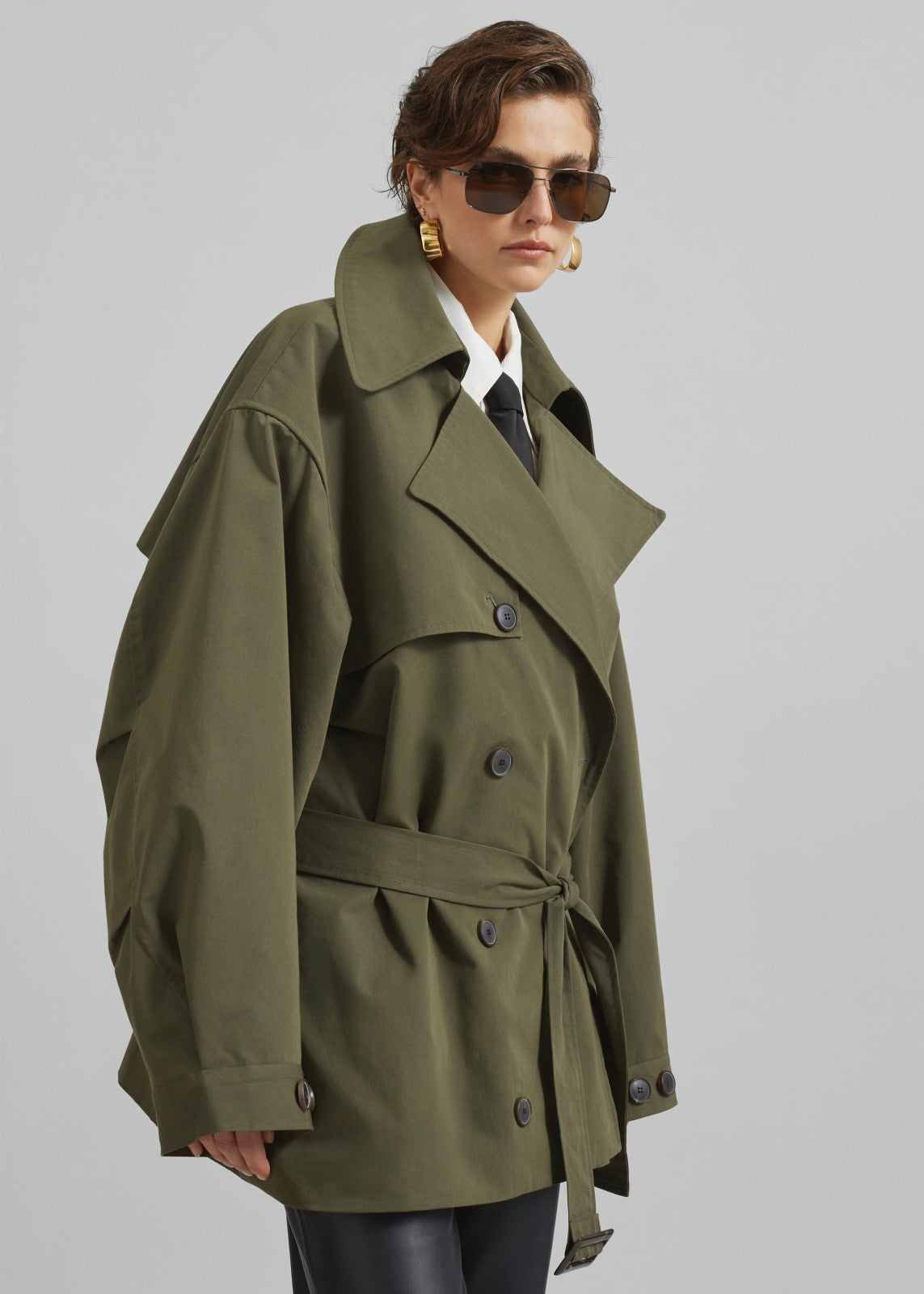 Mavis Oversized Short Trench - Khaki