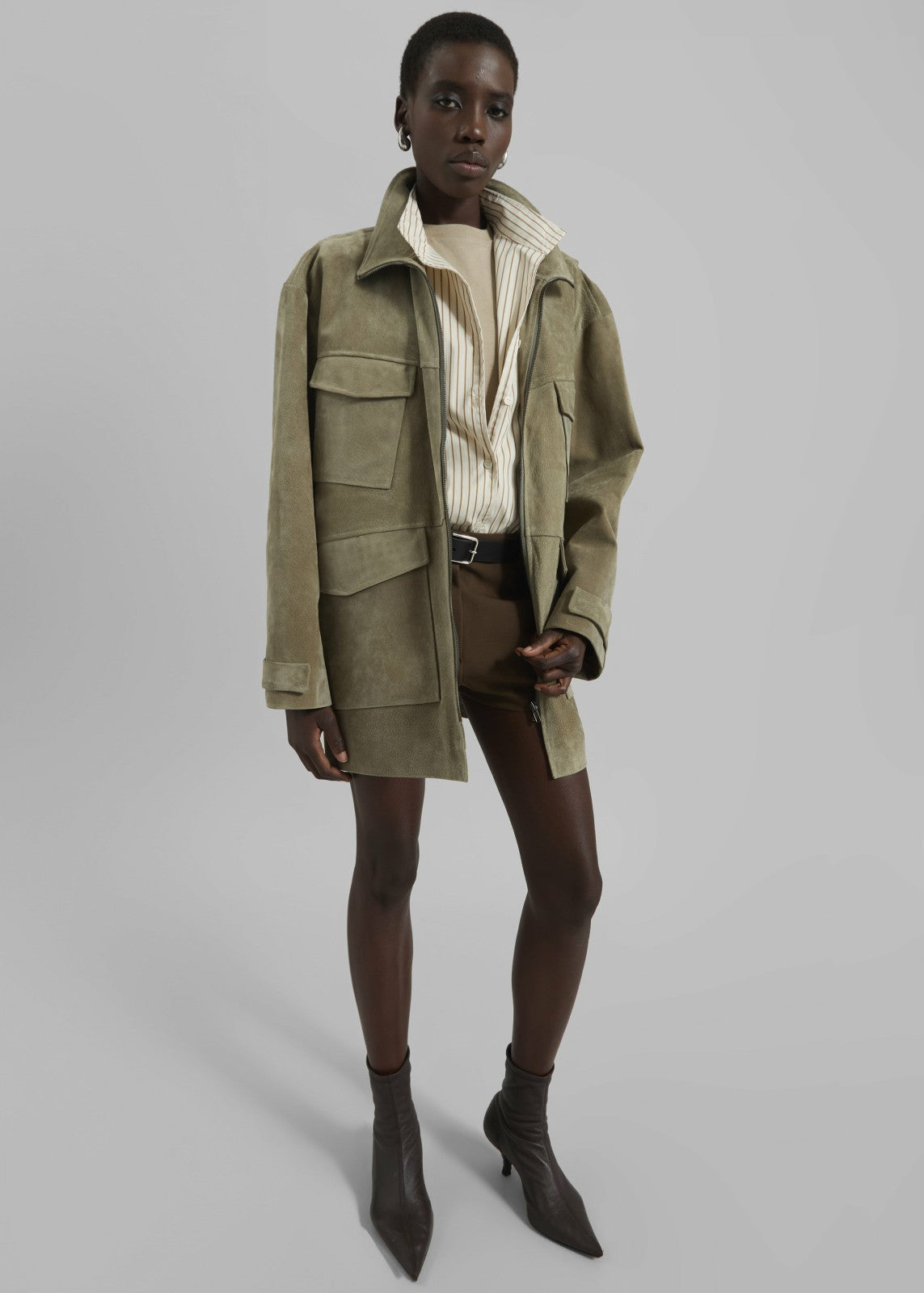 Fennor Suede Jacket - Pale Olive