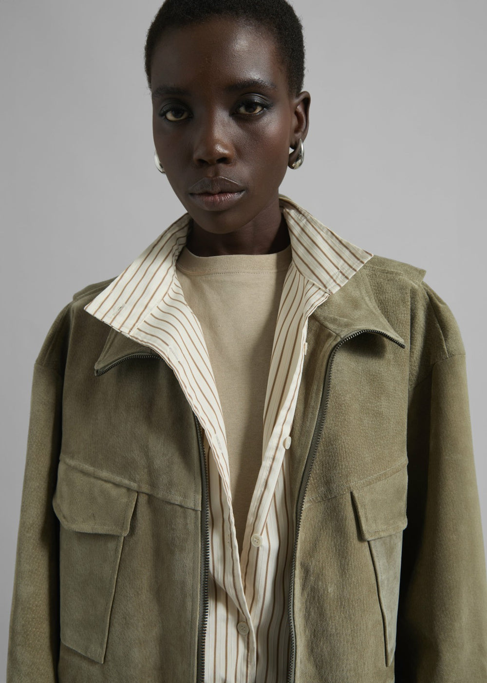 Fennor Suede Jacket - Pale Olive