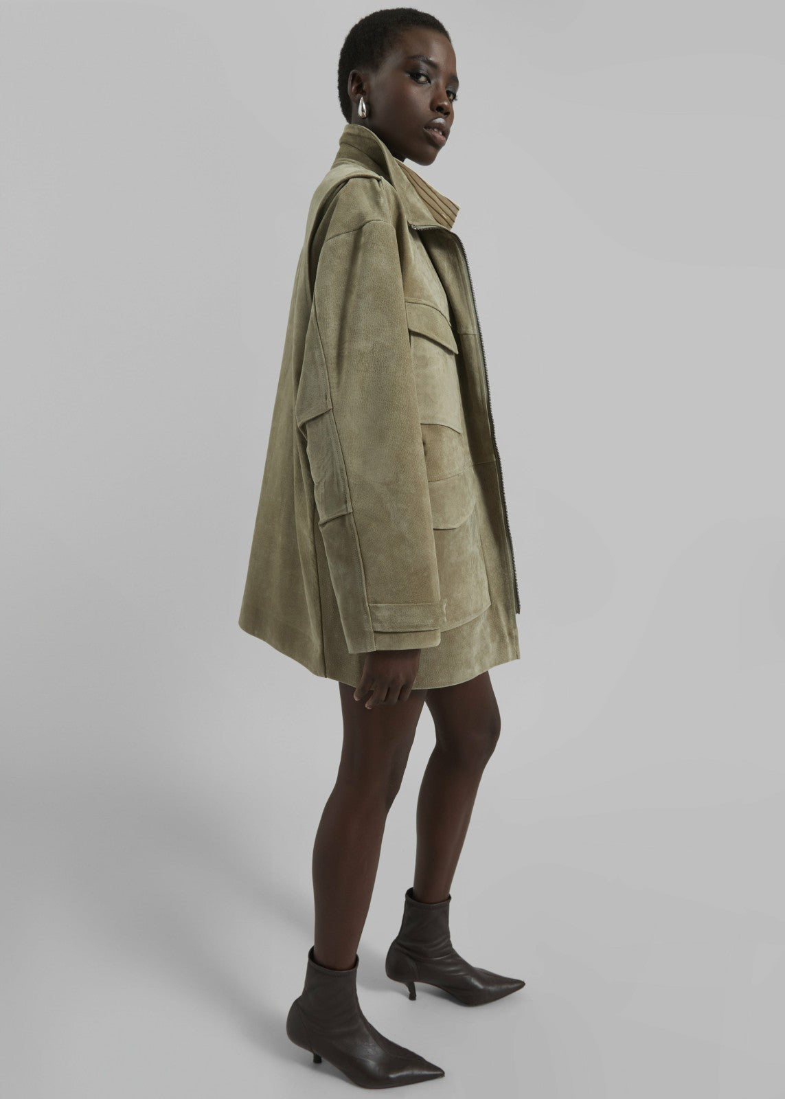 Fennor Suede Jacket - Pale Olive