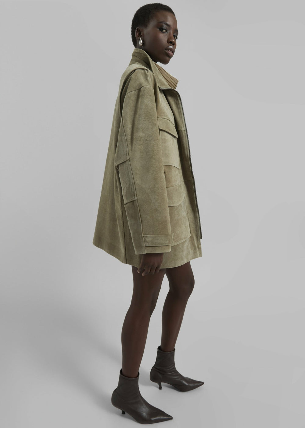 Fennor Suede Jacket - Pale Olive
