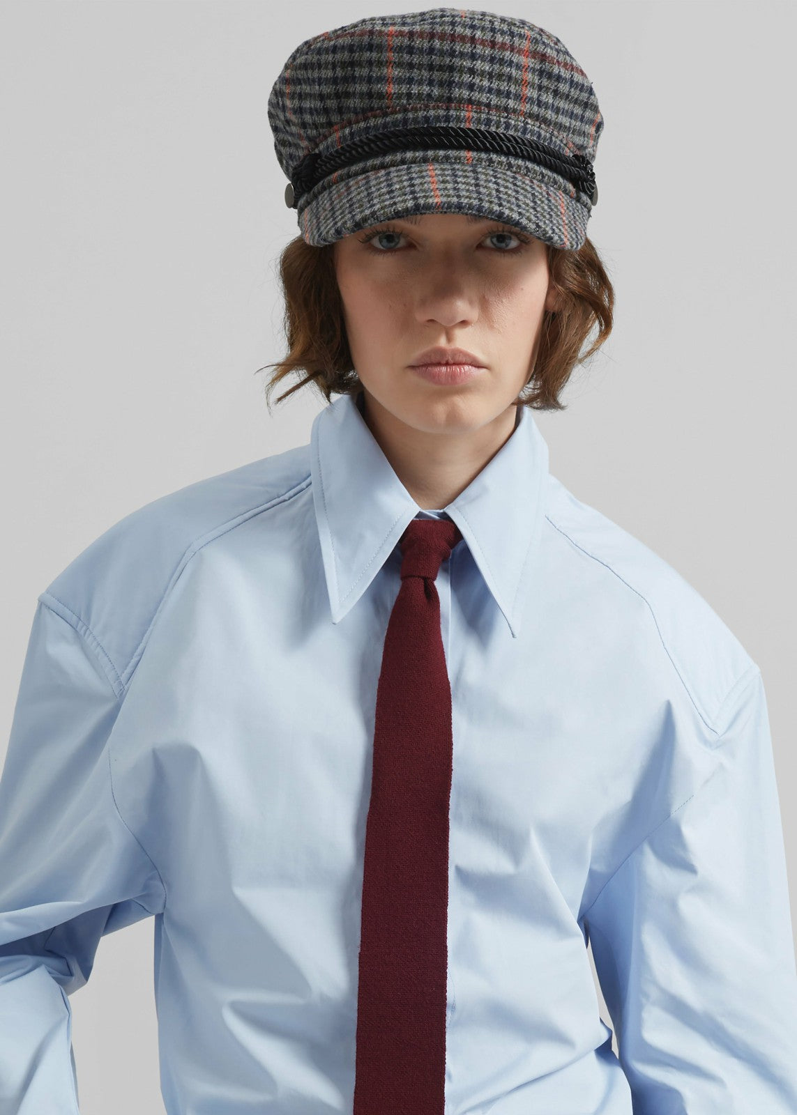 Chesney Plaid Baker Boy Cap - Grey
