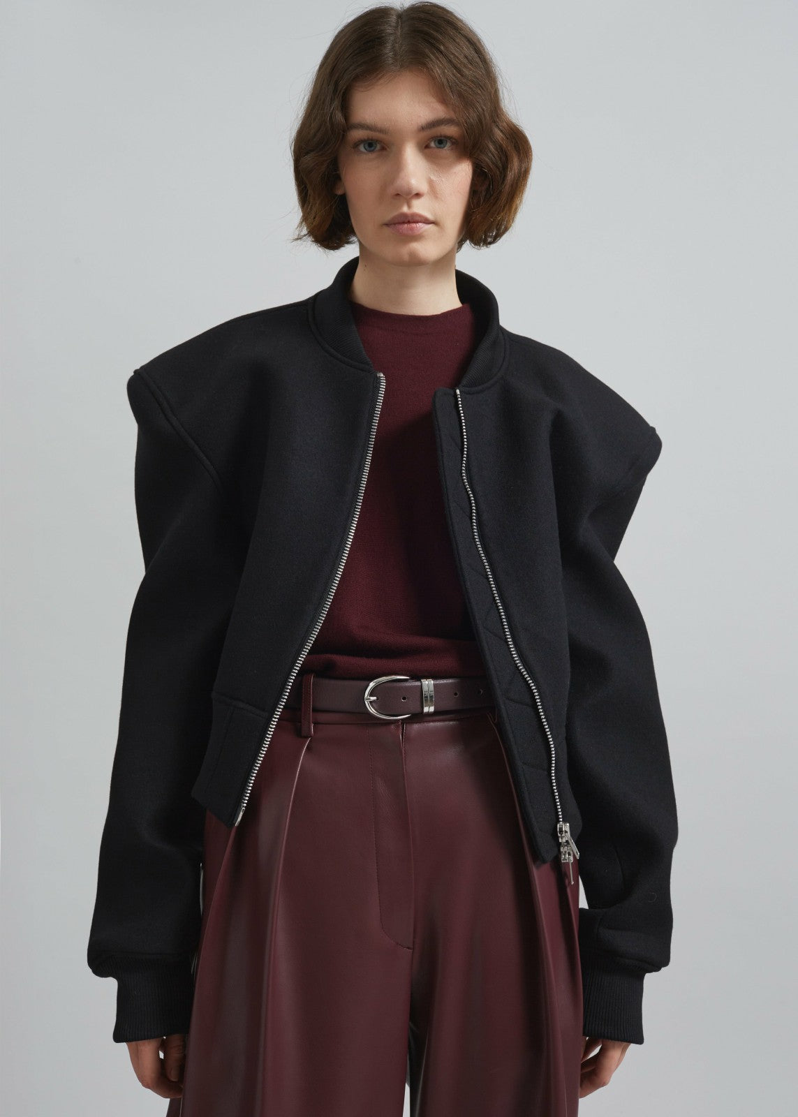 Glane Padded Wool Bomber Jacket - Black