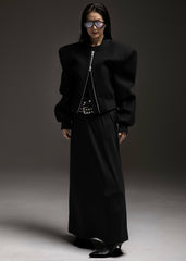 Glane Padded Wool Bomber Jacket - Black