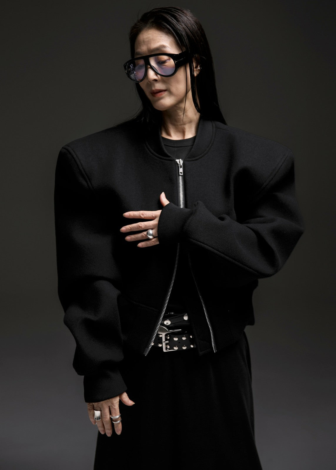 Glane Padded Wool Bomber Jacket - Black
