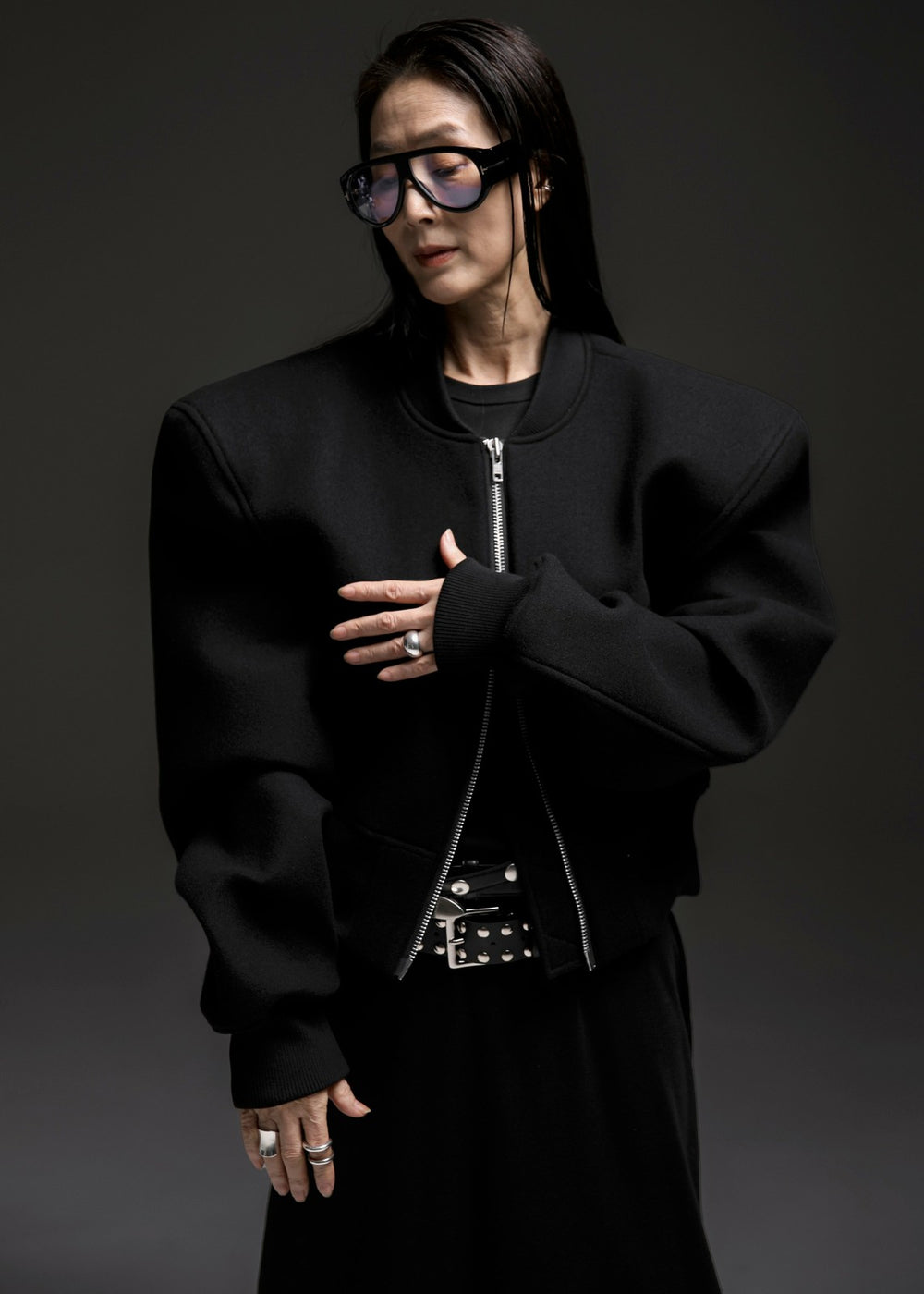Glane Padded Wool Bomber Jacket - Black