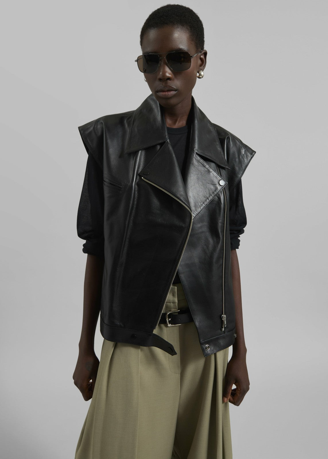 Cetina Leather Vest - Black