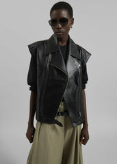 Cetina Leather Vest - Black