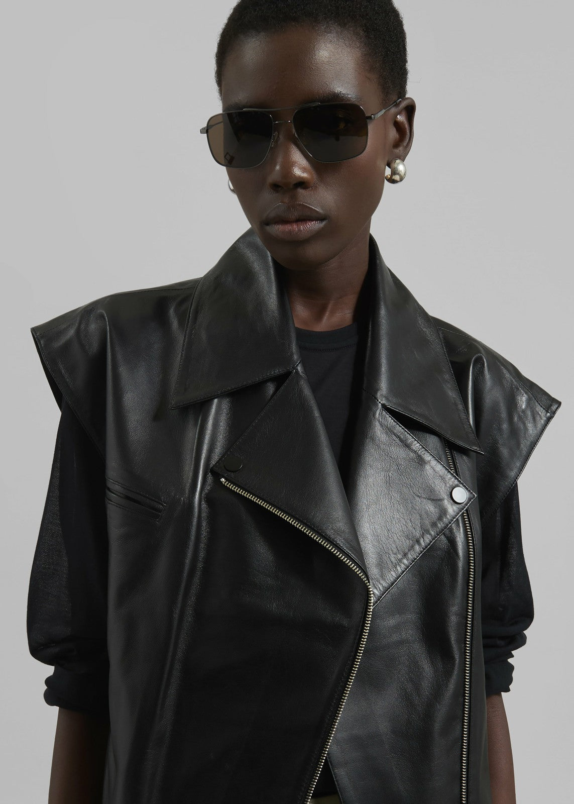 Cetina Leather Vest - Black