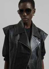 Cetina Leather Vest - Black