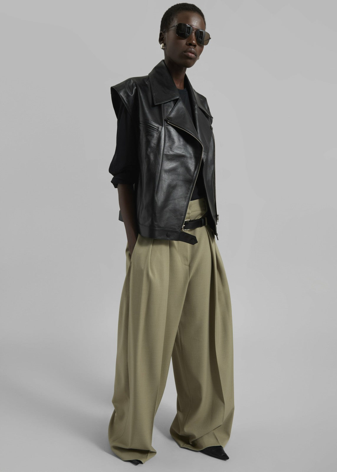 Cetina Leather Vest - Black