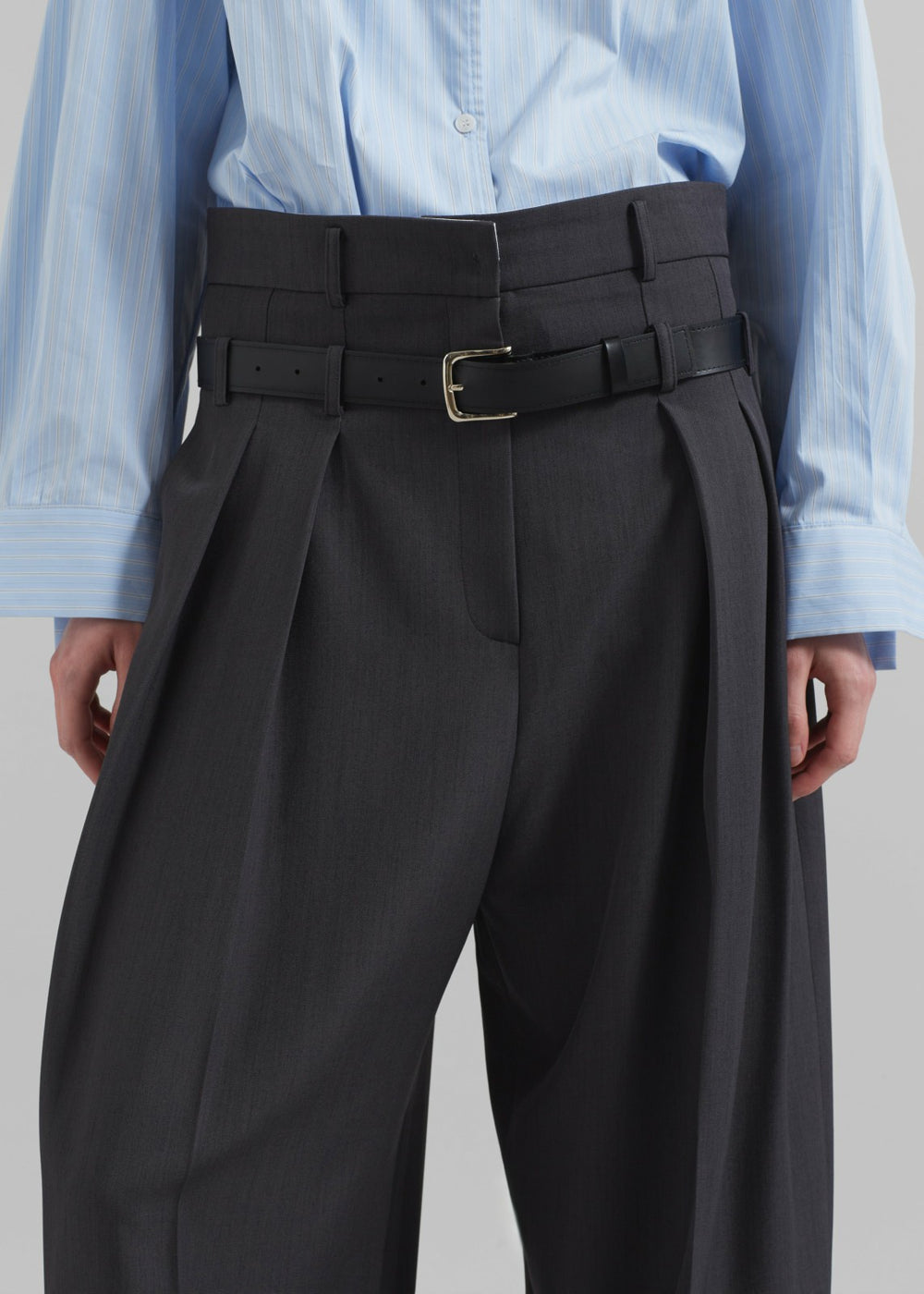 Hobart Double Belt Loop Trousers - Dark Grey
