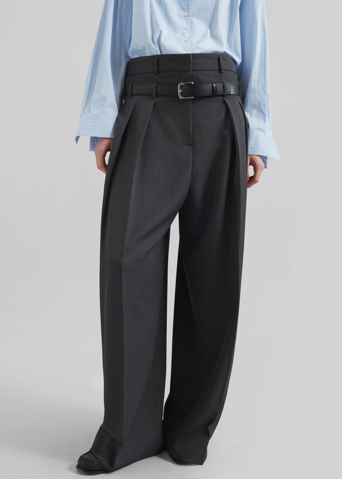 Hobart Double Belt Loop Trousers - Dark Grey