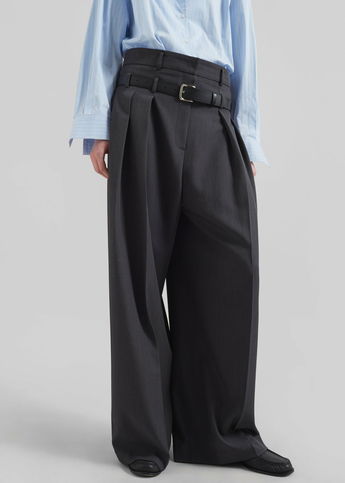 Hobart Double Belt Loop Trousers - Dark Grey