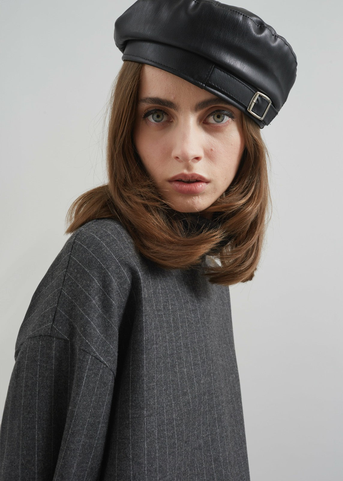 Obacka Faux Leather Beret - Black